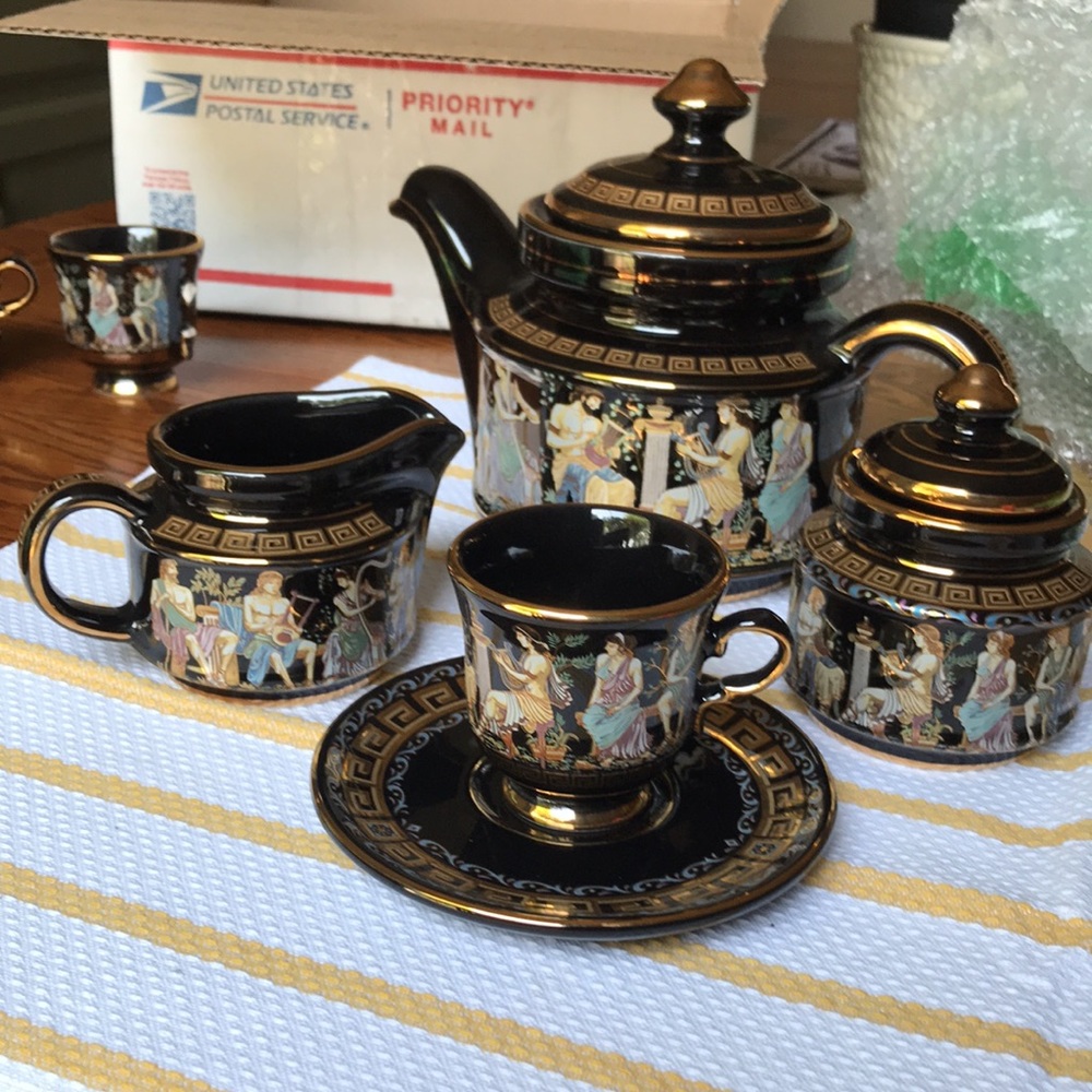 Fakiolas Expresso/Tea Mythology GreekTea set (hand made in Greece)